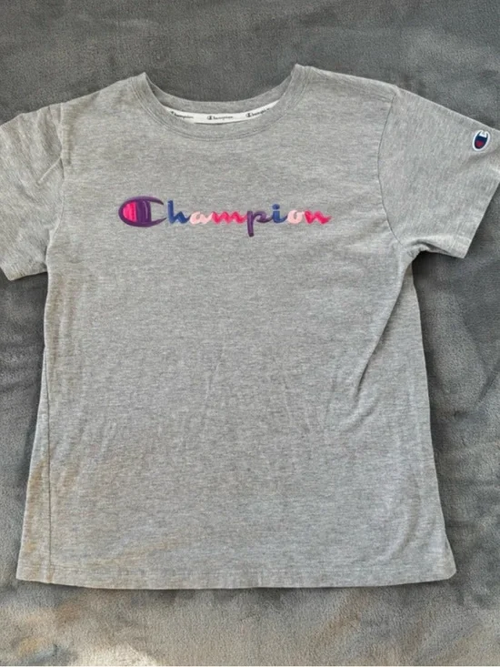 Champion Light Gray Crewneck Tee with Black Branding - Picture 2 of 3